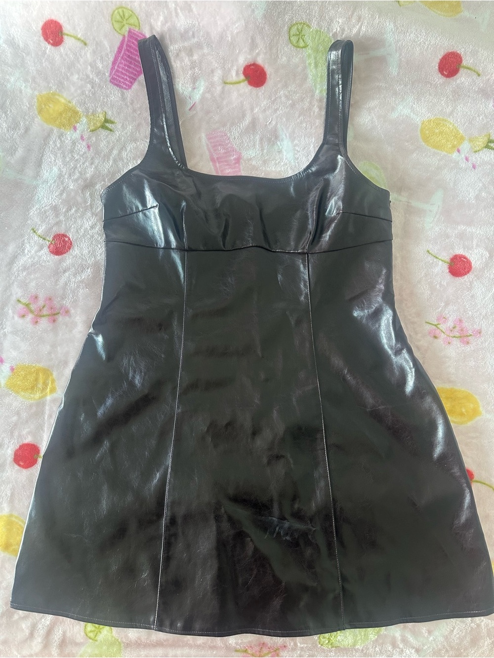 Brown Faux Leather Sleeveless Mini Dress